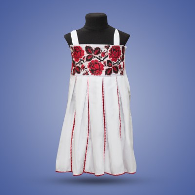 Embroidered sleeveless dress for girl "Rose" red